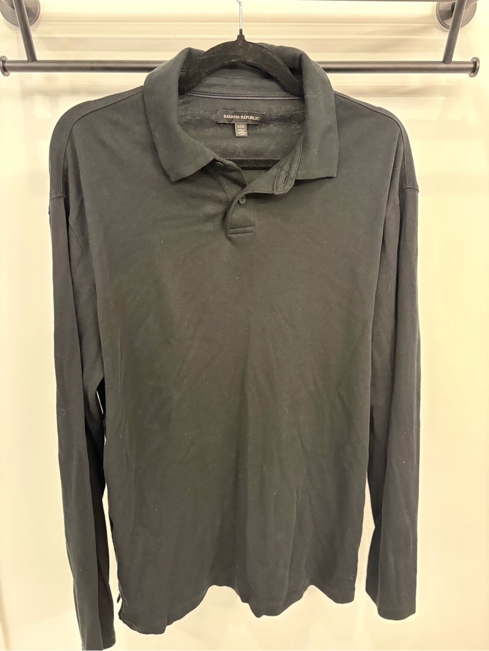Banana Republic Men's Black Long-Sleeve Polo